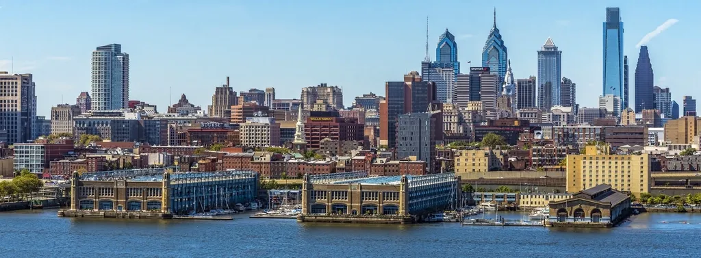 Philadelphia skyline seen across the river