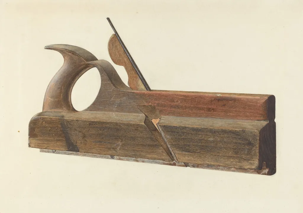Traditional wooden hand plane used for carpentry